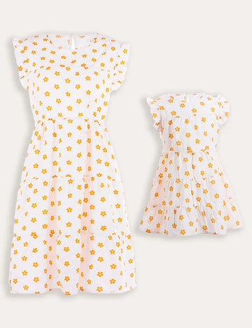 Mom&Me Strap Holiday Tiny Flower Dress